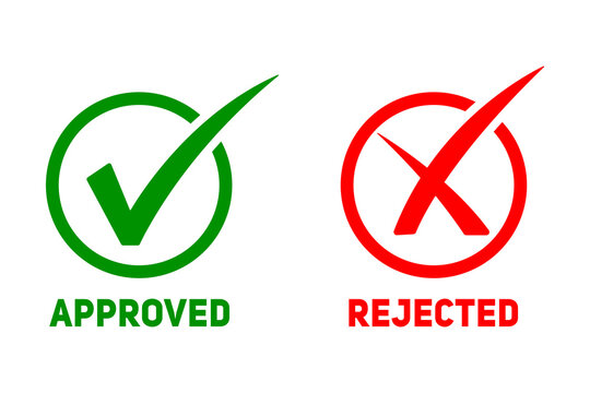 Approved and rejected symbols isolated on transparent background