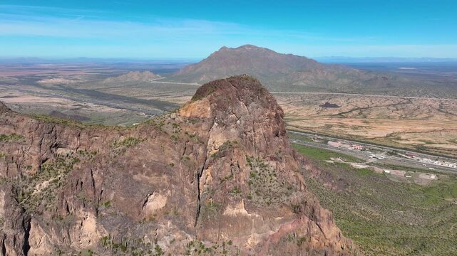 Picacho Peak aerial view in Picacho Peak State Park in Pinal County in Arizona AZ, USA. 