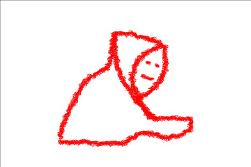 Sketchy Red Hooded Figure – Abstract Hand-Drawn Character with Fuzzy Lines for Editorial, Symbolic, and Creative Design Use
