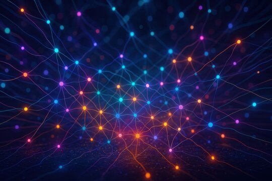Abstract neural network with glowing nodes and connections for technology concepts