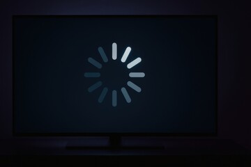 Digital waiting game loading screen on television displaying connection issues