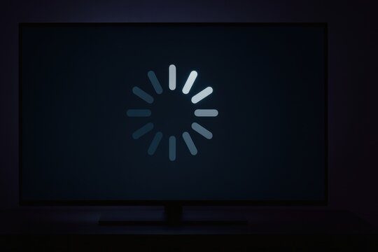 Digital waiting game loading screen on television displaying connection issues