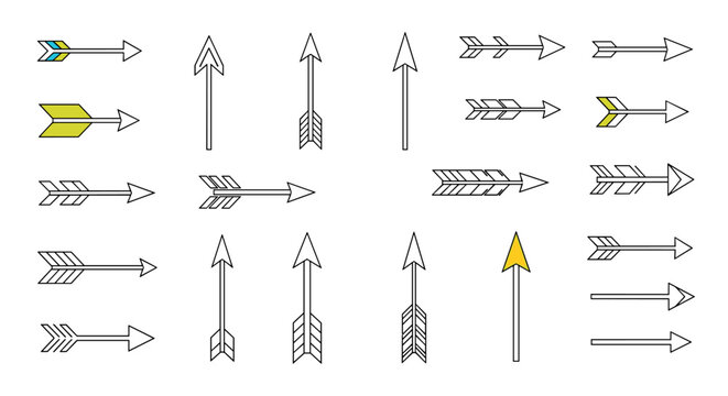 Collection of diverse stylized arrow graphics elements for design projects