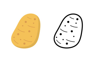 Potato Icon Set Isolated on Transparent Background. Fresh Vegetable. Vector Illustration