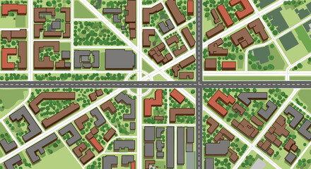 Fototapeta premium Exploring the urban landscape an aerial view of city blocks and green spaces