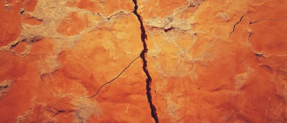 Fototapeta premium Cracked orange wall texture background grunge surface design element