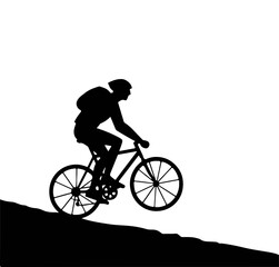Fototapeta premium Dynamic cyclist silhouette conquering steep incline, representing fitness and adventure lifestyle