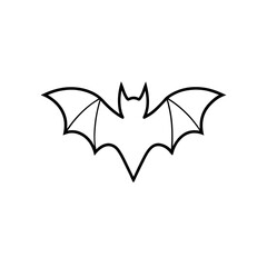Simple outline drawing of a flying bat