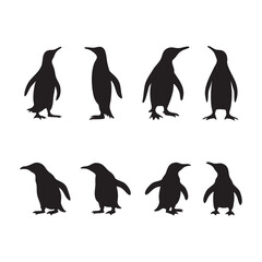 Naklejka premium A set of penguin silhouette black vector