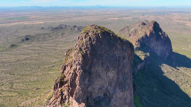 Picacho Peak aerial view in Picacho Peak State Park in Pinal County in Arizona AZ, USA. 