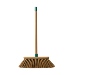 Wooden Broom on Black Background isolated on transparent background