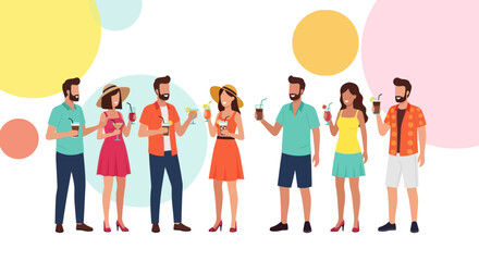 Obraz premium Cheerful Individuals Enjoying Refreshing Cocktails During Leisurely Outdoor Gathering