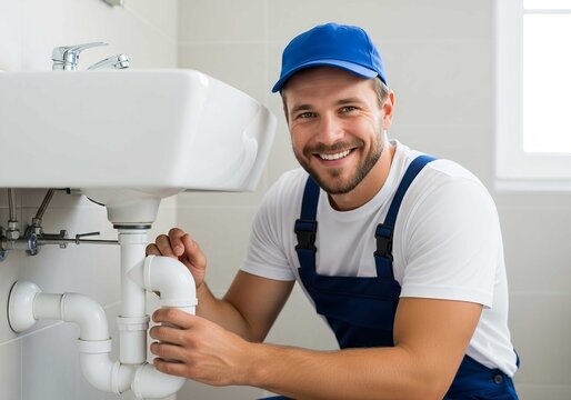 Plumber fixing sink drain professional plumbing services