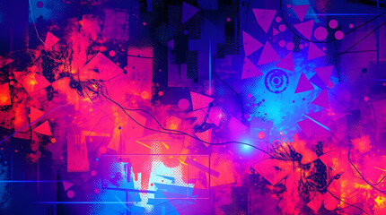 Electric Vivid Abstract Background with Dynamic Light Trails and Digital Painting Texture