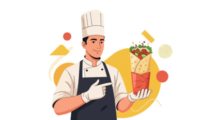 Chef Presenting Savory Wrap, Delightful Culinary Creation Ready For Consumption