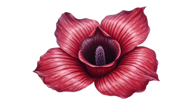 Dramatic red flower blossom botanical illustration isolated PNG with Transparent Background - Powered by Adobe
