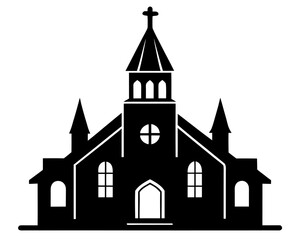 Church  simple   silhouette vector,church building  icon
