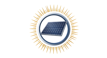 Solar panel vector illustration with sun rays isolated PNG with Transparent Background