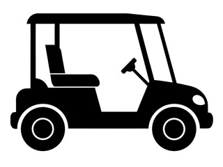 Golf car black silhouette vector,Golf car icon