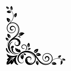 Elegant ornate black and white floral swirls vector ornament for decorative design elements and flourishes