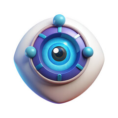 A cutting-edge 3D rendered digital eye icon, embodying futuristic surveillance, intelligent data monitoring, and the concept of advanced technological oversight in the digital age