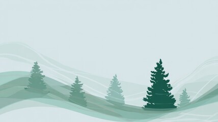 Fototapeta premium Stylized evergreen forest with wave patterns. AI generated
