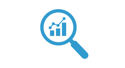 Obraz premium Vector illustration of blue magnifying glass with graph inside