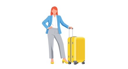 Vector illustration of businesswoman with luggage for travel concept