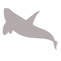 Orca whale swimming in the ocean silhouette