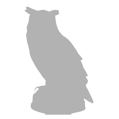 A detailed grey silhouette of an owl perched on a branch silhouette