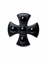 Obraz premium Intricately designed jerusalem cross captured in depth of field against a dark background highlighting its rich symbolism and detail isolate on transparent background PNG