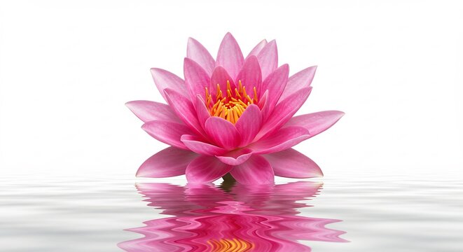 Fiore loto rosa delicato galleggia acqua calma luce soffice riflesso perfetto. AI Generated