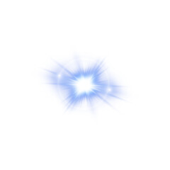 Blue Star Light Sparkle. Glowing Flare Effect and Shimmer Shine Glow Elements
