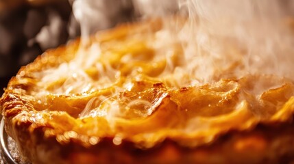 Golden baked pie exuding warmth and deliciousness