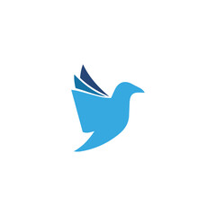 Minimalist Blue Bird Logo Design with Abstract Wings, Modern Vector Symbol for Communication, Peace, Eco-Friendly Brands, Corporate Identity, Social Media and Business Branding