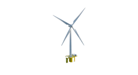Offshore wind turbine generating clean renewable energy isolated PNG with Transparent Background
