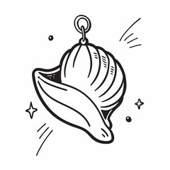 Naklejka premium Elegant hand-drawn illustration of a stylized seashell pendant, perfect for fashion designs, logos, branding, and creative projects, adding a touch of coastal charm