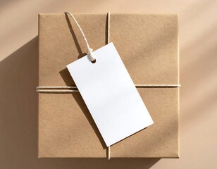 Blank Shipping Label Mockup on Brown Box
