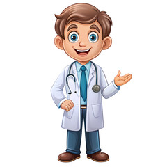 Fototapeta premium Cartoon Doctor Welcoming and Approachable Healthcare Professional isolated on transparent background
