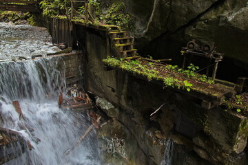 Fototapeta premium Flume at the creek Weissbach in Weissbach, Austria, Europe 