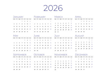 Calendar For 2026 Year Starts On Sunday