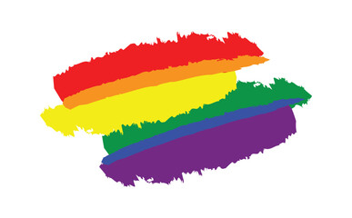 Rainbow pride flag inspired brush stroke design vector on transparent background