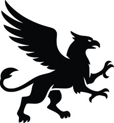 Fototapeta premium Majestic griffin silhouette mythical creature symbol powerful fantasy heraldry emblem icon