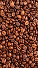 Obraz premium Close-up view of a large quantity of roasted coffee beans, showcasing their rich brown tones and distinctive texture.