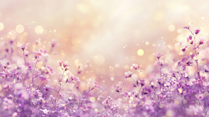 Naklejka premium Dreamy Floral Banner with Glowing Light and Soft Bokeh