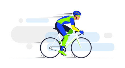 Fototapeta premium Cyclist In Full Speed, Sporty Illustration Representing Cycling Competitions And Fast Motion