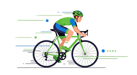 Fototapeta premium Cyclist Riding Vivid Bicycle During Sunny Day Showing Speed And Energy