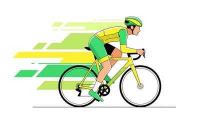 Naklejka premium Cyclist Silhouetted In Motion On Bicycle With Graphic Speed Lines Abstract Illustration