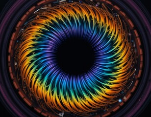 Dynamic abstract spiral vortex with vibrant rainbow colors for technology and design projects