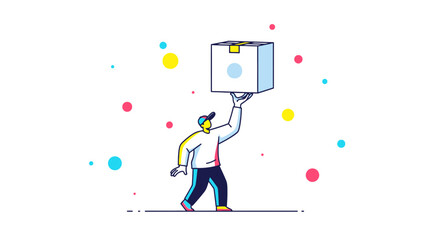Delivery Man with Package: A Modern Illustration of Shipping and Logistics.